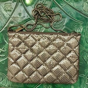 Vintage‎ Whiting & Davis Mesh Metal Gold / Bronze Convertible Crossbody Clutch